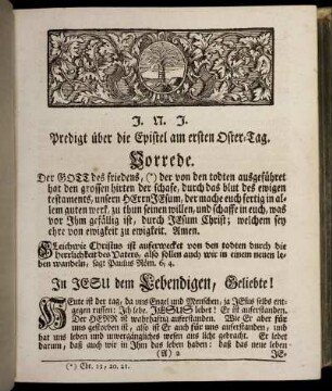 Predigt über die Epistel am ersten Oster-Tag.