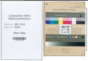 Entnazifizierung Willy Went , geb. 27.01.1908 ()