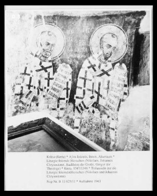 Liturgie feiernde Hierachen (Nikolaos, Johannes Chrysostomos, Basileios der Große, Gregor der Theologe)