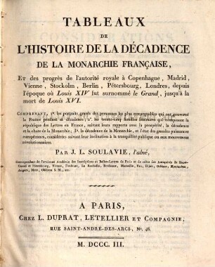Tableau de l'Histoire de la décadence de la monarchie françoise