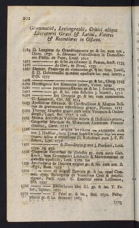 202-232, Grammatici, Lexicographi, Critici aliique Literatores Graeci & Latini, Veteres & Recentiores in Octavo - Antiquarii in Octavo