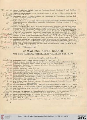 Sammlung alter Gläser aus dem Nachlass Oberbaurat Wallraff Nürnberg (Nr. 130-196)