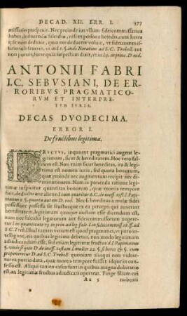 Antonii Fabri ... Decas Duodecima.