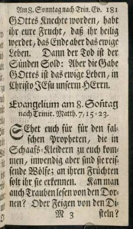 181-193, Evangelium am 8. Sonntag nach Trinit. - Evangelium am 10. Sonntag nach Trinit.