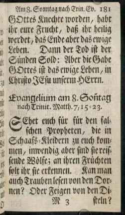 181-193, Evangelium am 8. Sonntag nach Trinit. - Evangelium am 10. Sonntag nach Trinit.