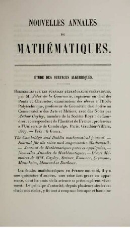 Étude des surfaces algébriques.