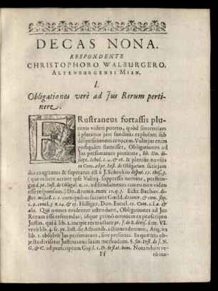 Decas Nona. Respondente Christophoro Walburgero, ...