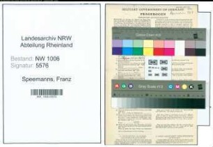 Entnazifizierung Franz Speemanns , geb. 31.03.1891 (Arbeiter)