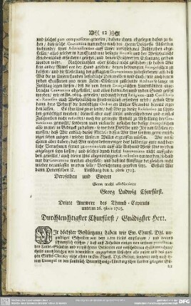 Dritte Antwort des Thumb-Capitus unterm 26. 9bris 1703