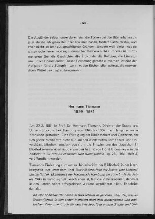 Hermann Tiemann 1899 - 1981 (Nachruf)