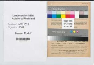 Entnazifizierung Rudolf Henze , geb. 10.12.1906 (Postbeamter)