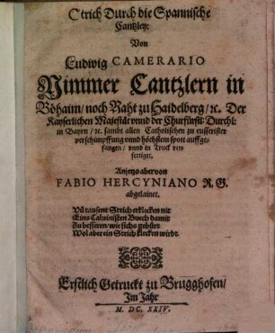 Strich durch die Spanische Canzley von Ludov. Camerario verfertiget