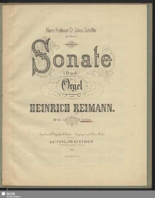 Sonate (D moll) für Orgel : op. 10
