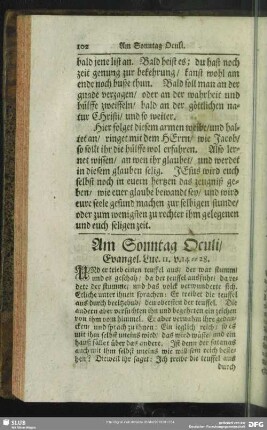 Am Sonntag Oculi, Evangel. Luc. 11. v. 14-28.