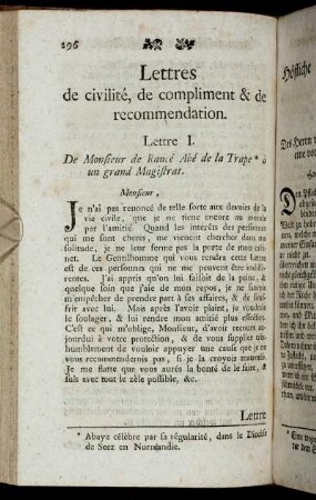 Lettres de civilité, de compliment & de recommendation. = Höfliche und besondere Empfehlung-Briefe.