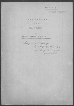 Weiler/Rems: Pfarrbericht 1940
