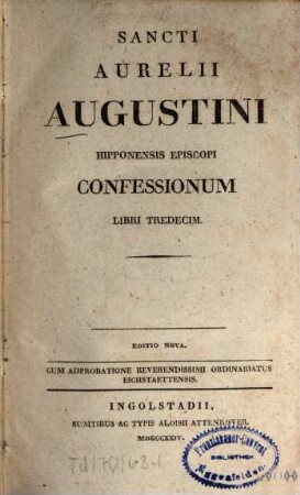 Sancti Aurelii Augustini Hipponensis episcopi Confessionum libri tredecim