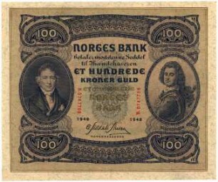 Geldschein, 100 Kroner, 1940