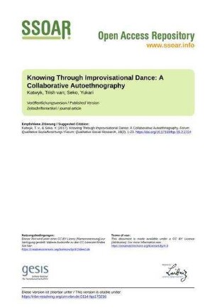 Knowing Through Improvisational Dance: A Collaborative Autoethnography