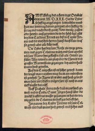 Am Sambstag des achten tags Octobris des jars .M.D.XXX. Hat die Tyber so hefftig angefangen zuwachsen ...