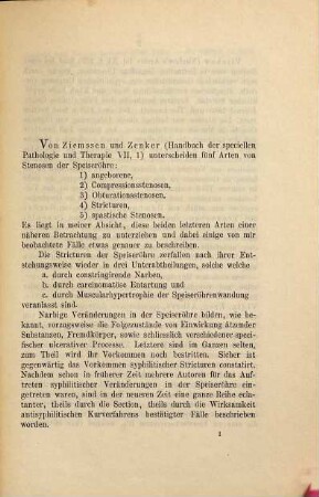 Einiges über die Stenosen des Oesophagus : Inaug. - Diss.