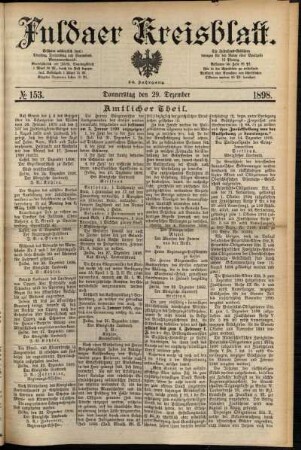 Erste Ausgabe vom Donnerstag, den 29. Dezember 1898.