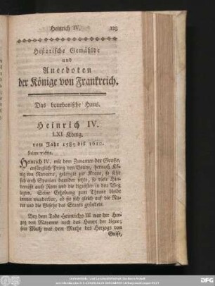 Heinrich IV. LXI König. vom Jahr 1589 bis 1610.