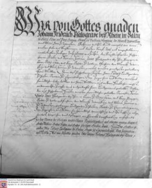 Pfalzgraf Johann Friedrich von Pfalz-Hilpoltstein bekundet, dass er Schloss, Stadt und Amt Heideck bis zum Freiwerden von Schloss, Stadt und Landg...