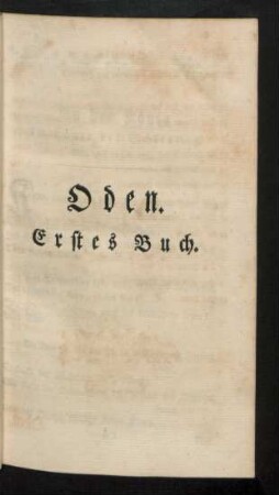 Oden. Erstes Buch