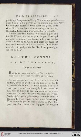 Lettre CCXXXI