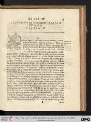 De Fontibus et oeconomia legum civilum. Sectio II.