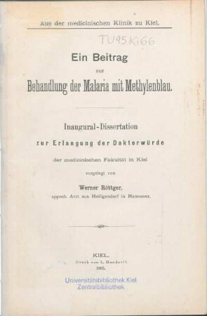 Ein Beitrag zur Behandlung der Malaria mit Methylenblau