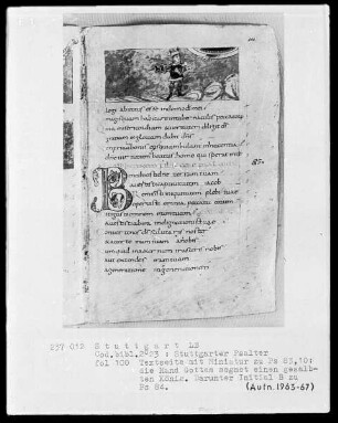 Der Stuttgarter Bibelpsalter — König David betet zu Gott, Folio 100recto
