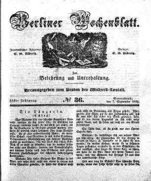 No. 36, Sonnabend, den 7. September 1839.