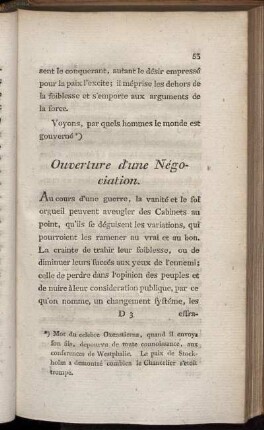 Ouverture d'une Négociation.