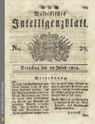 No. 29. Dienstag den 19 Julius 1803