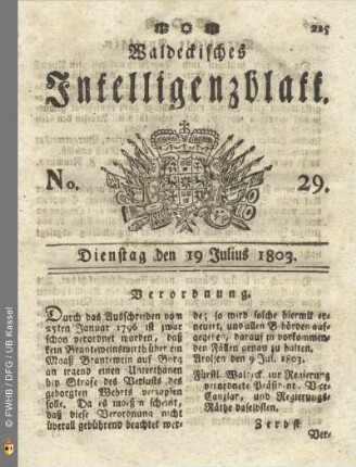 No. 29. Dienstag den 19 Julius 1803