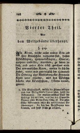 Vierter Theil. Von dem Weltgebäude überhaupt.