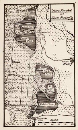 Karte Oberlausitzer Niederung : Karte der Teich- und Moorgebiete des Ortsteils Neudorf-Klösterlich der Stadt Wittichenau in der Oberlausitzer Niederung.