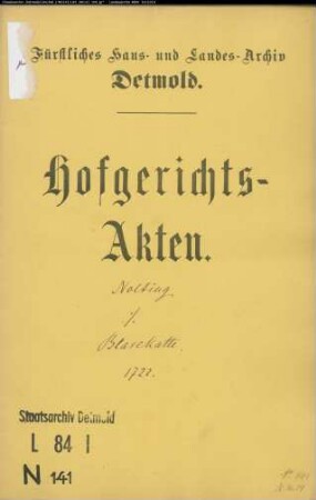 Nolting, Anton in Lage gegen Henrich Bartold Blasekatte - Schuldforderung