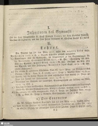 I. Inspectoren des Gymnasii