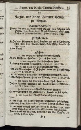 III. Kayserl. und Reichs-Cammer-Gericht zu Wetzlar.