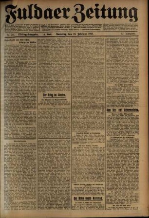 Zweite Ausgabe vom Samstag, den 13. Februar 1915.