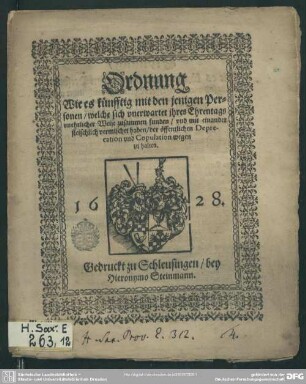 Ordnung, wie es künftig mit denen Personen, die sich fleischlich vermischet, zu halten