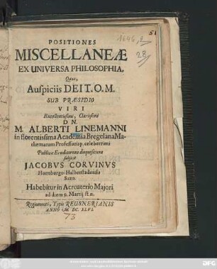 Positiones Miscellaneae Ex Universa Philosophia