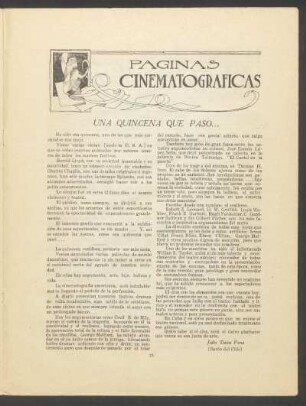 Páginas cinematográficas : Una quincena de paso...