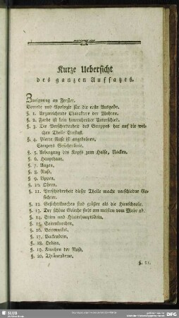 Kurze Uebersicht des ganzen Aufsatzes