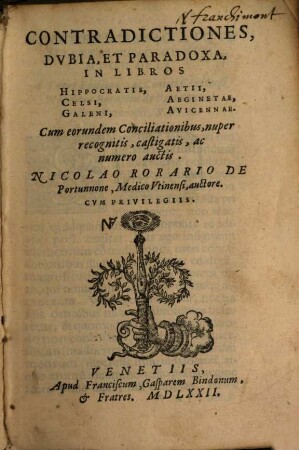 Contradictiones, dubia et paradoxa in Hippocratis Celsi ... libros