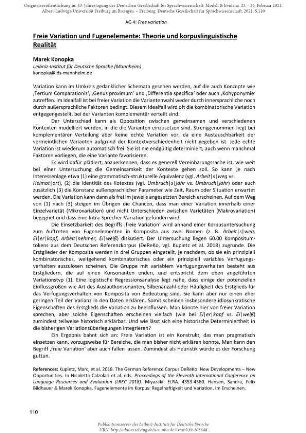 Freie Variation und Fugenelemente: Theorie und korpuslinguistische Realität