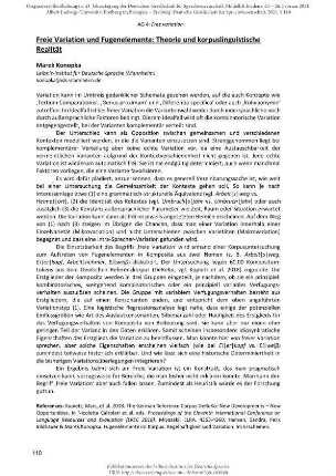 Freie Variation und Fugenelemente: Theorie und korpuslinguistische Realität